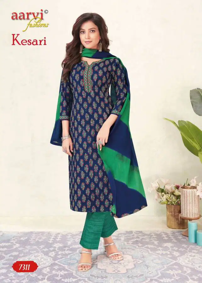 Kesari Vol 1 By Aarvi Pure Cotton Printed Kurti With Bottom Dupatta Wholesale Online